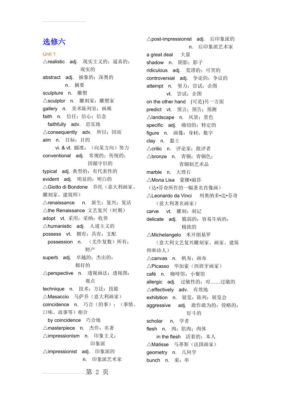 新课标高中英语选修六单词(人教版)(7页).doc_第2页