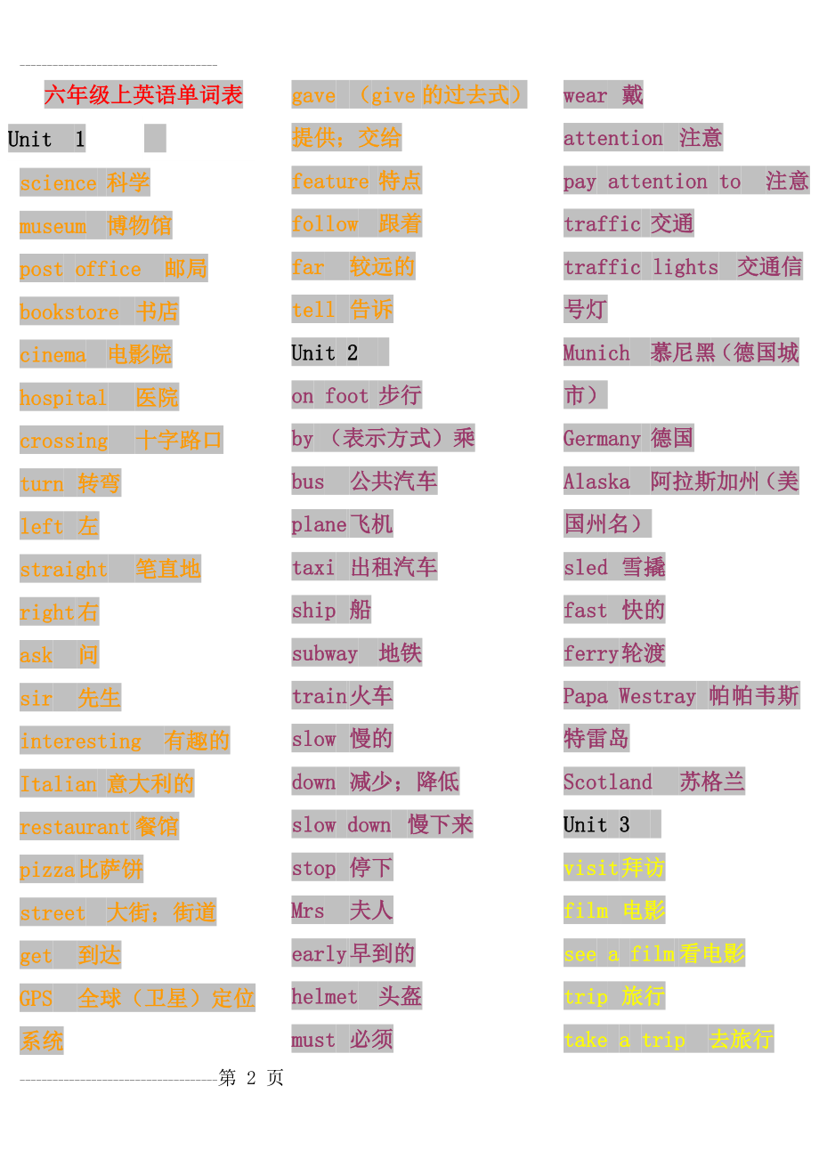 六年级上英语单词表(4页).doc_第2页