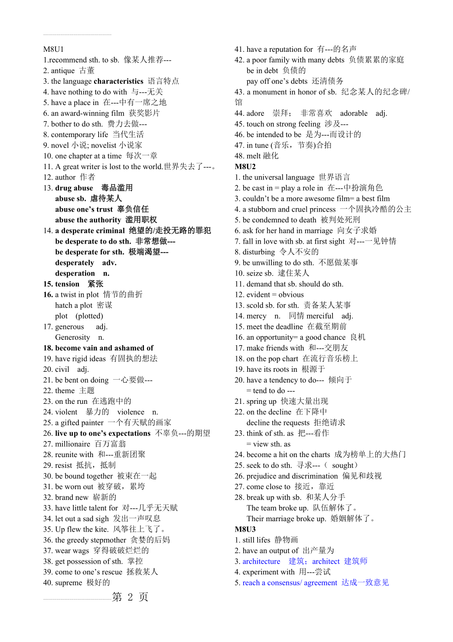 牛津高中英语模块八词组整理(3页).doc_第2页