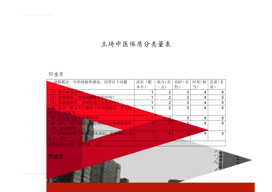 王琦中医体质分类量表(9页).doc_第1页