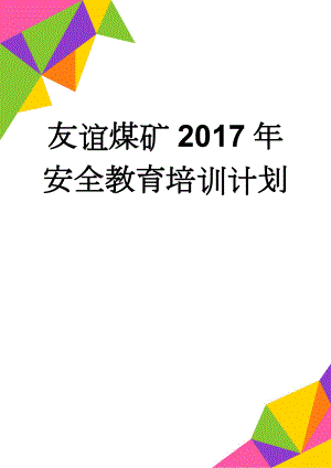 友谊煤矿2017年安全教育培训计划(11页).doc