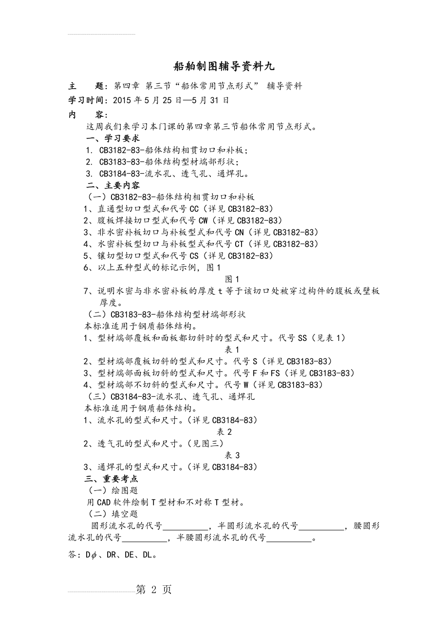 大工15春《船舶制图》辅导资料九.doc(2页).doc_第2页