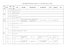 长海县教师进修学校2019年3月份研训活动计划表.doc