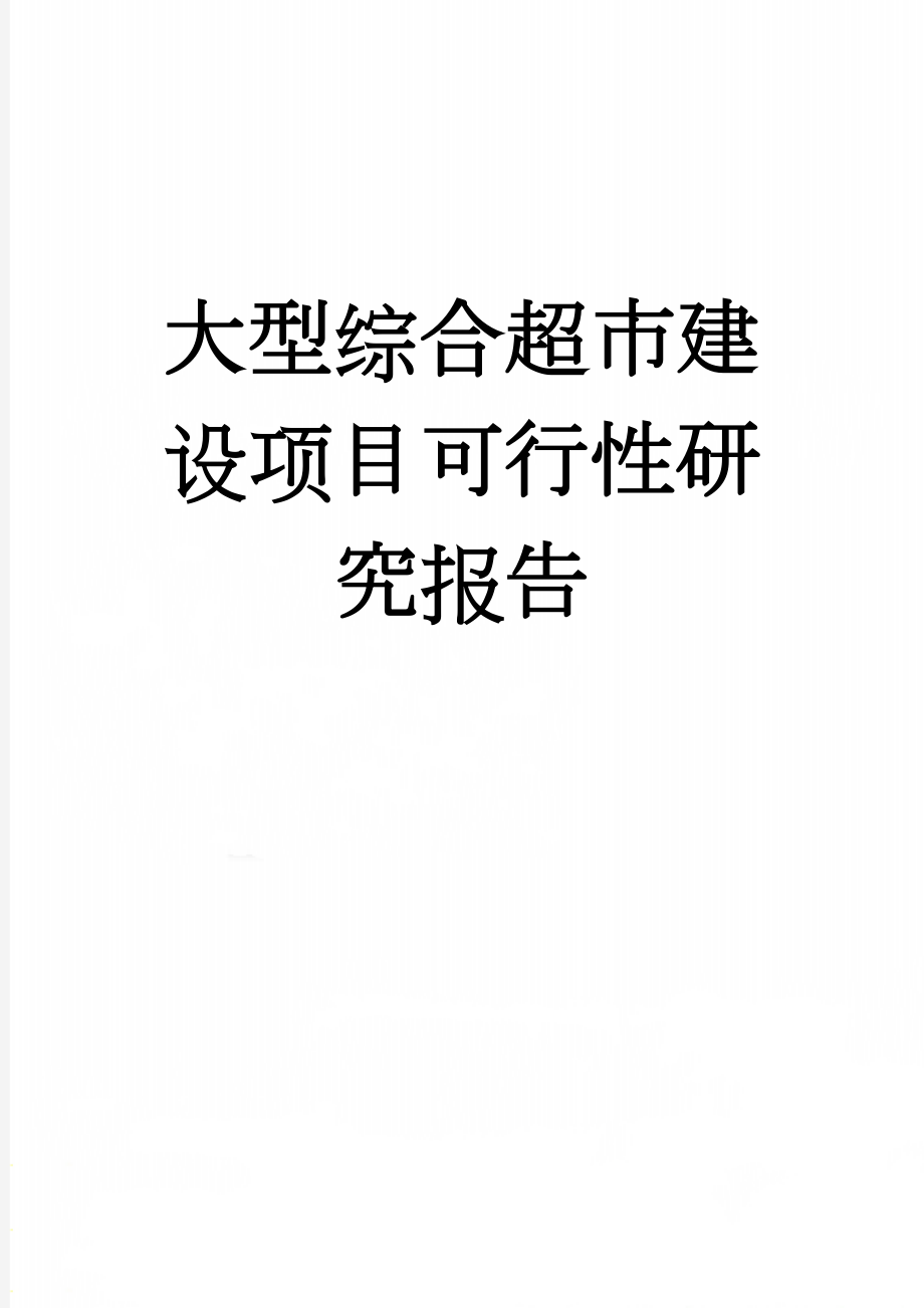 大型综合超市建设项目可行性研究报告(98页).doc_第1页