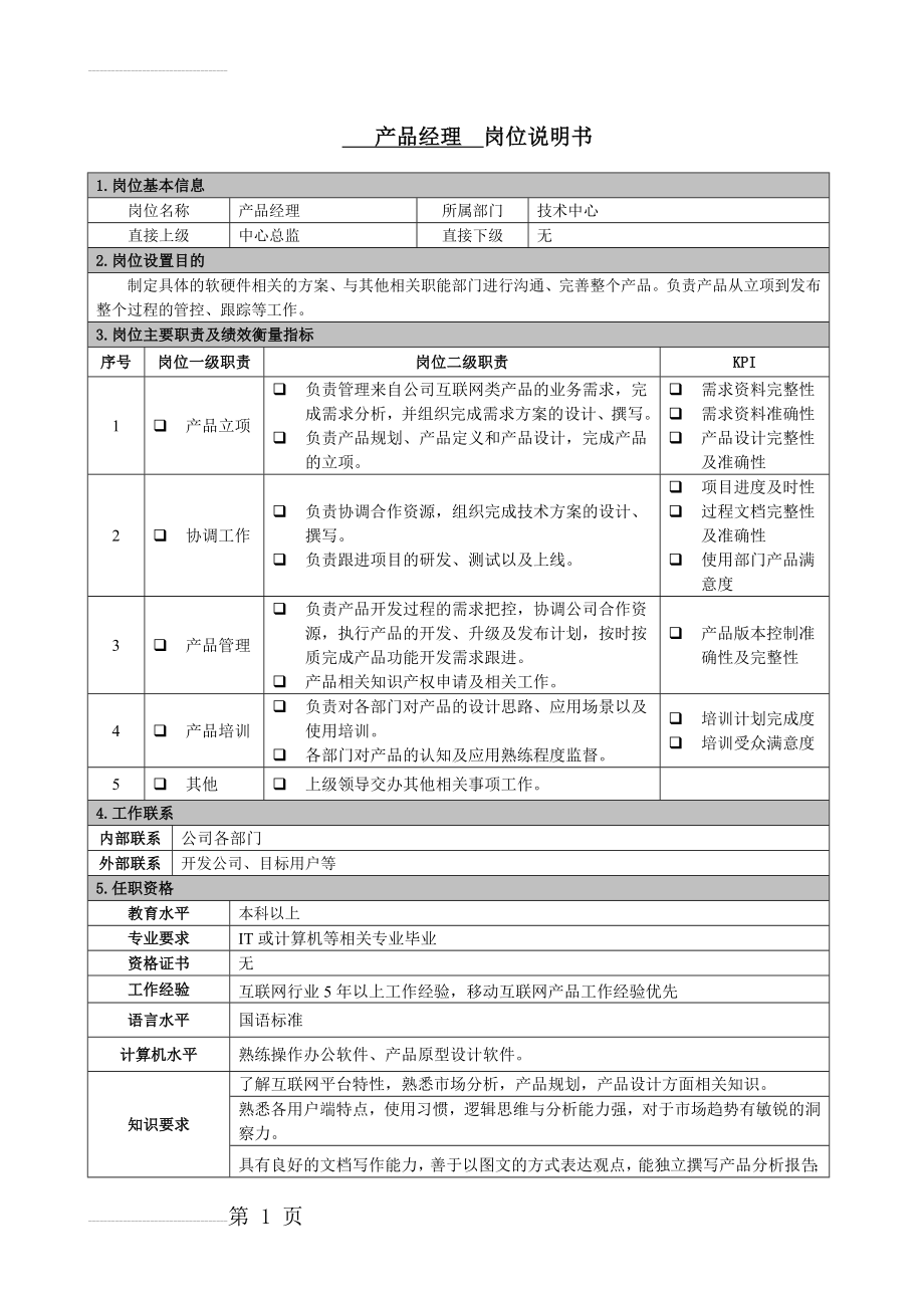 产品经理-岗位职责说明书(3页).doc_第2页