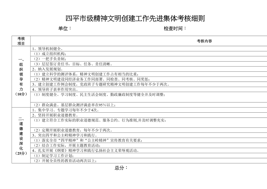 医学专题一四平市级精神文明创建工作先进集体考核细则.docx_第1页