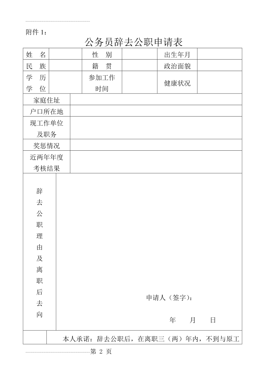 公务员辞职申请表(5页).doc_第2页