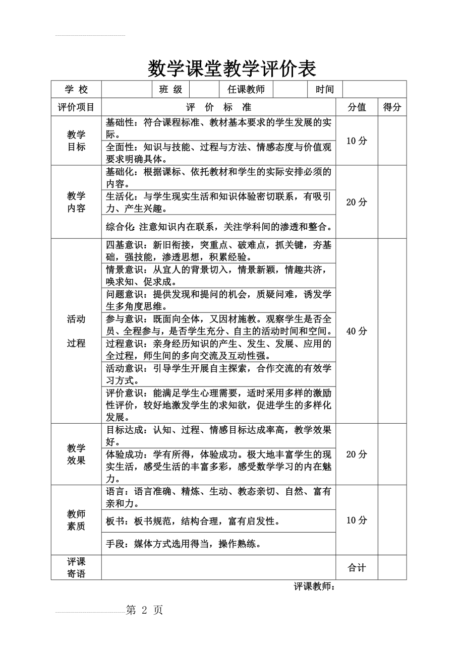 数学课堂教学评价表(3页).doc_第2页