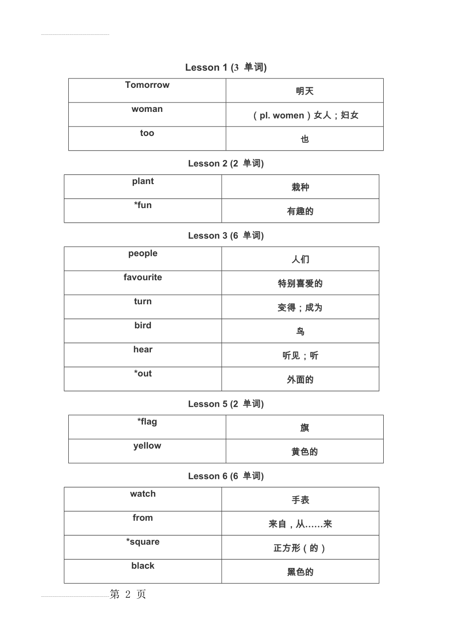 三年级下册英语单词(北京版)(5页).doc_第2页