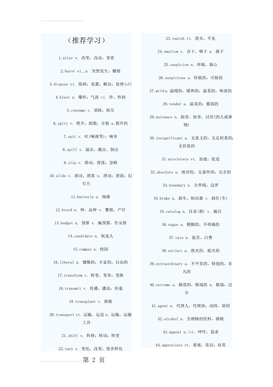 大学英语四级7个高频词汇(全(13页).doc_第2页