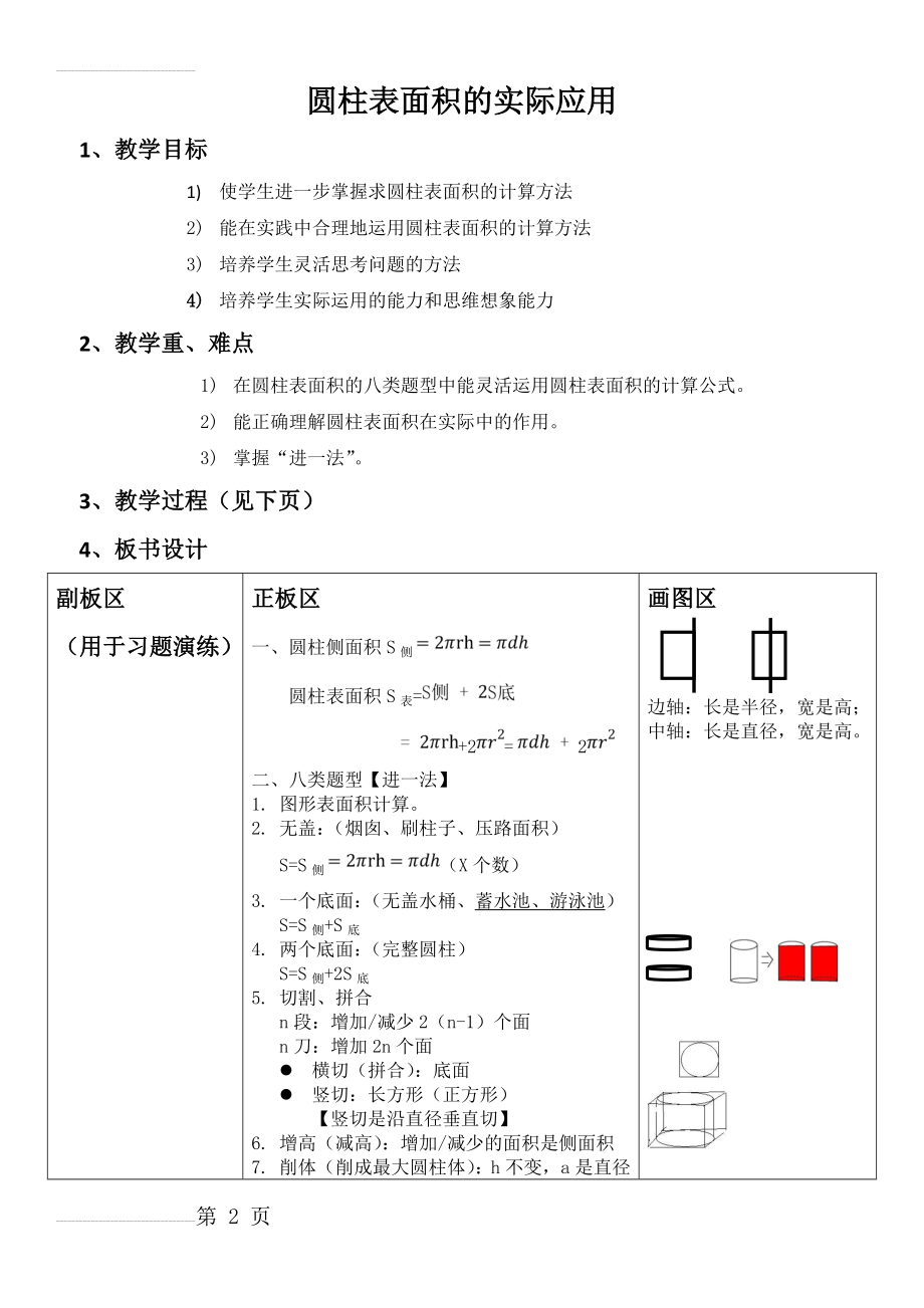 圆柱表面积的实际应用教案(7页).doc_第2页