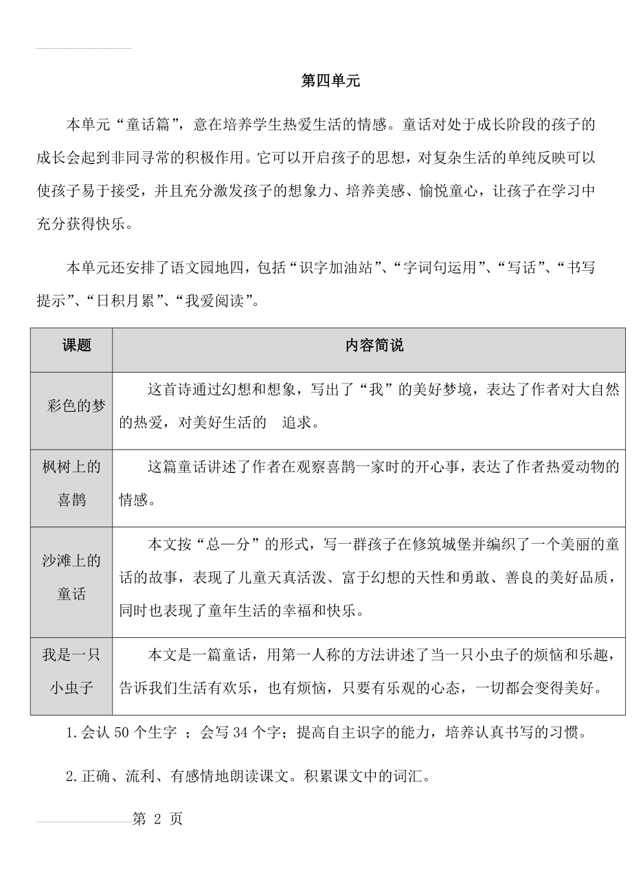 新版人教版小学语文二年级下册语文第四单元教案(32页).doc_第2页