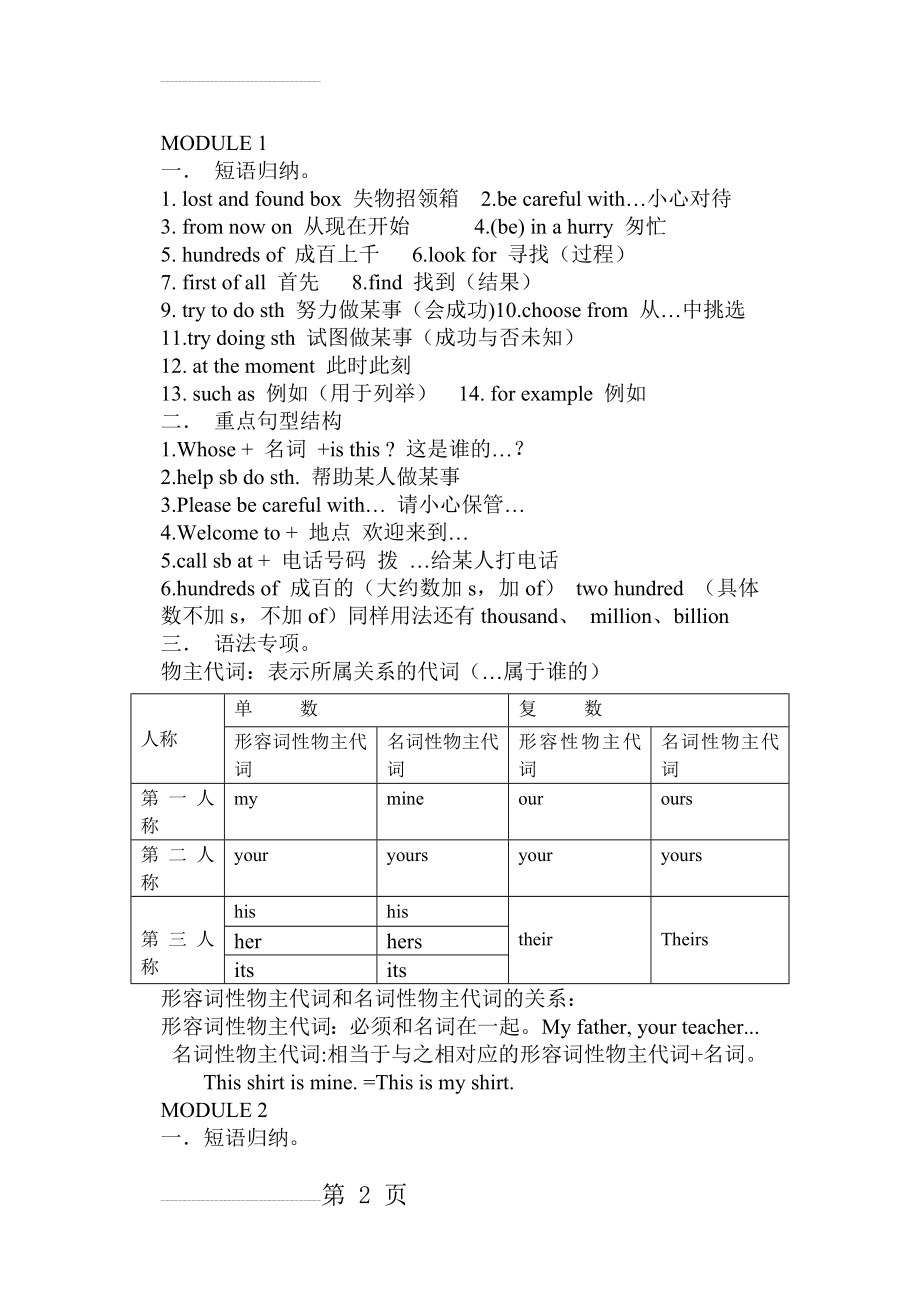 外研社七年级英语下册1-6知识点归纳(期中)(7页).doc_第2页