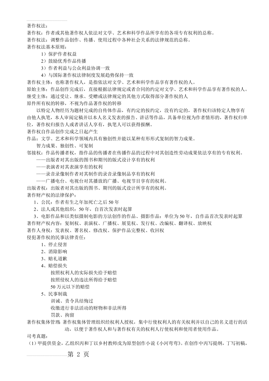 知识产权法 +知识点总结 +司考真题 暴强 复习资料(10页).doc_第2页