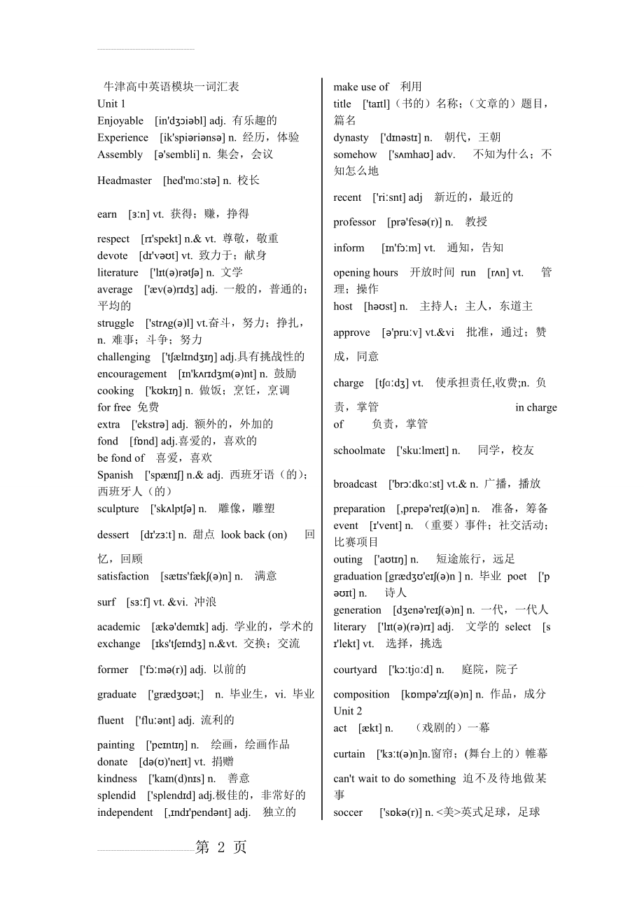 牛津高中英语模块一词汇表(5页).doc_第2页