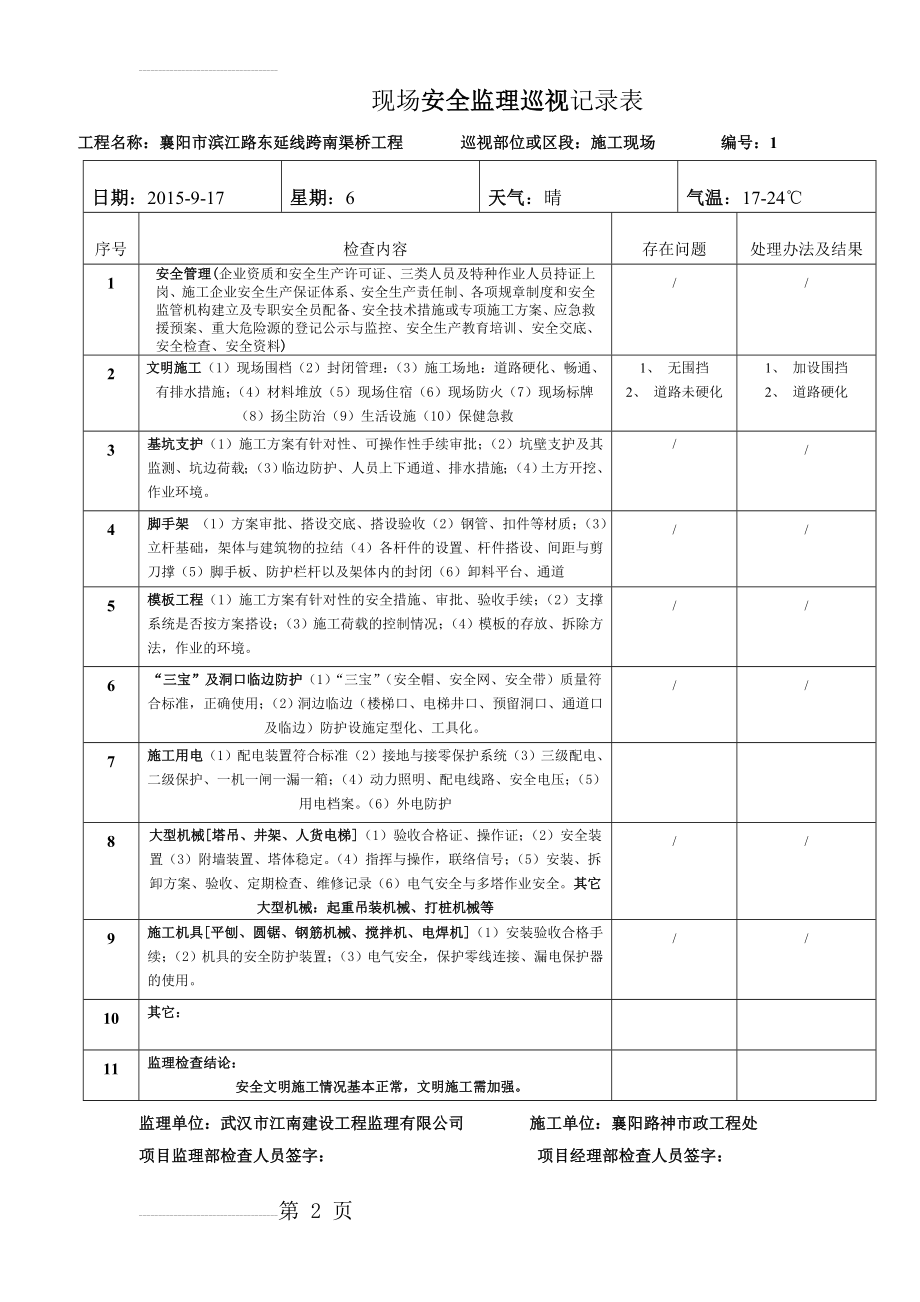 现场安全监理巡视记录表(13页).doc_第2页