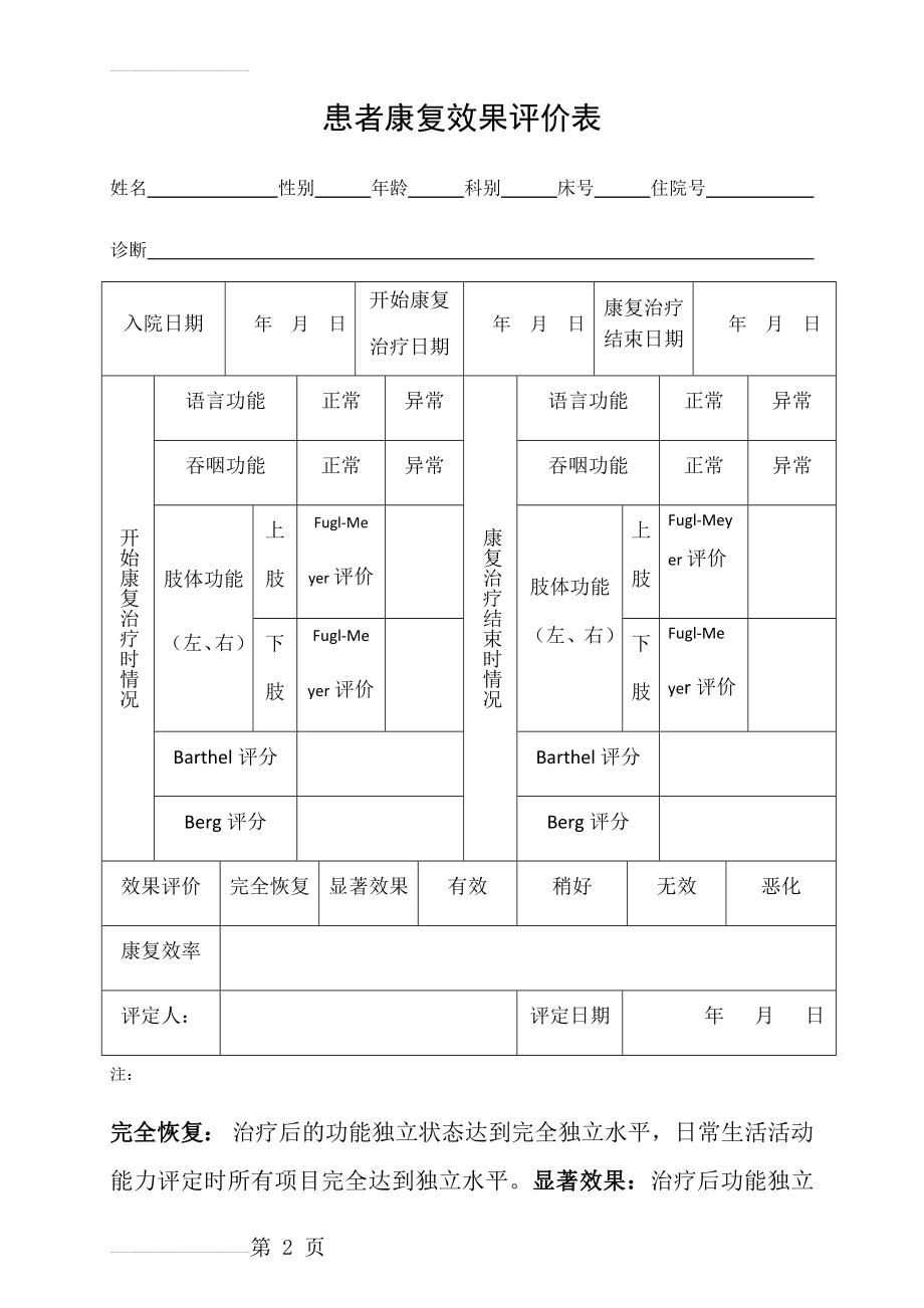 患者康复效果评价表(3页).doc_第2页