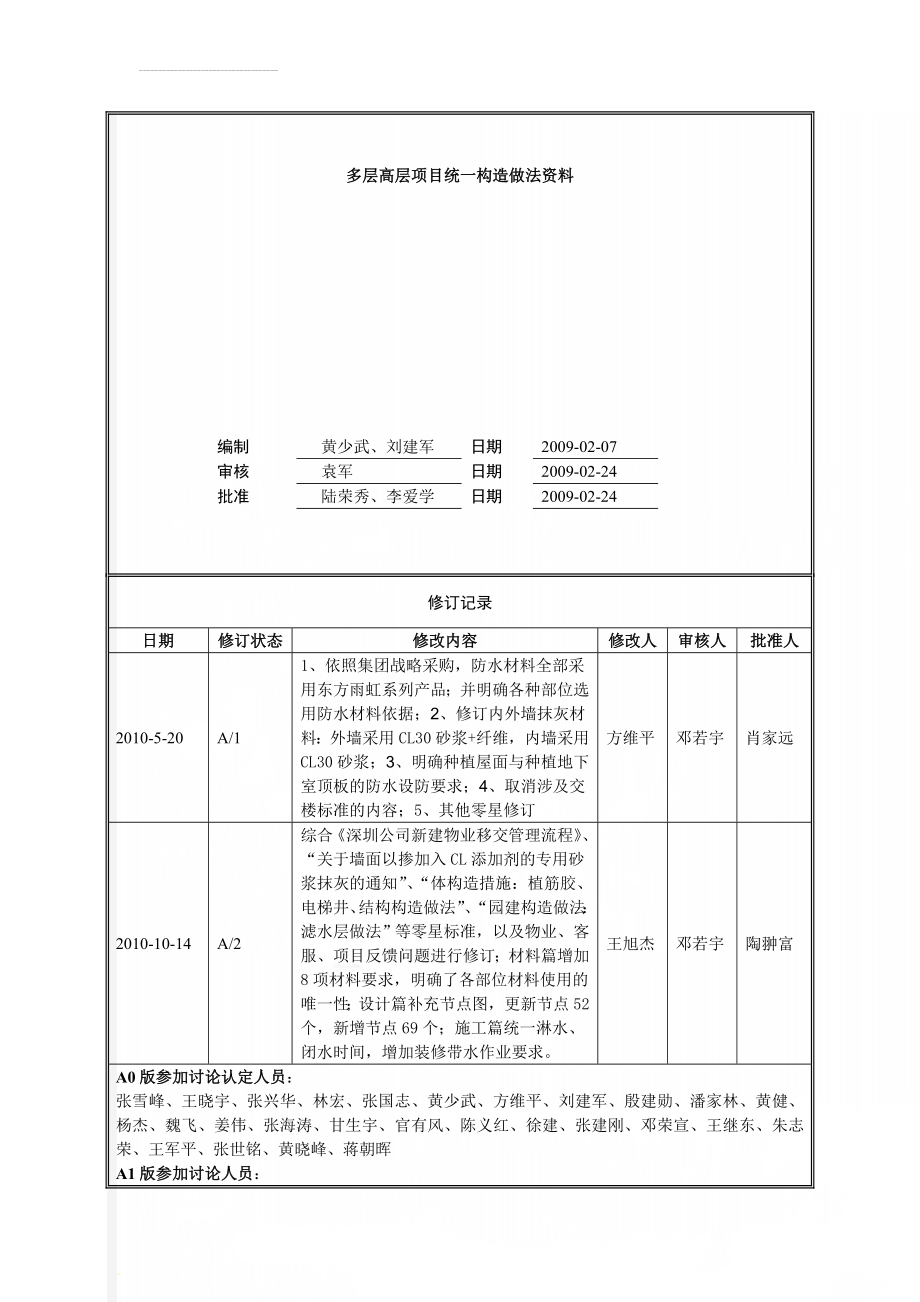 多层高层项目统一构造做法资料(50页).doc_第1页