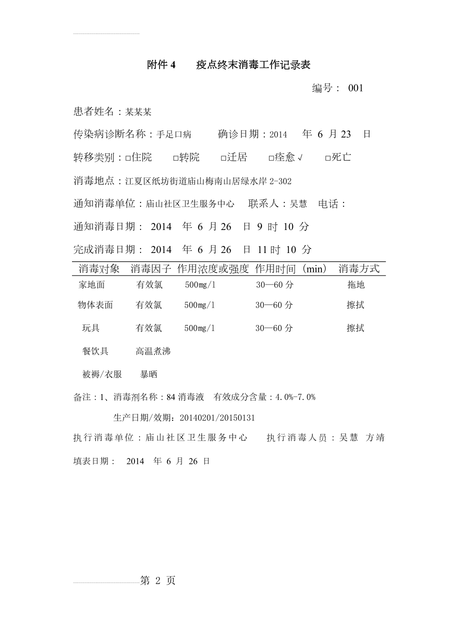 疫点终末消毒工作记录表(2页).doc_第2页