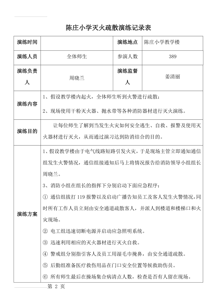 灭火和应急疏散预案演练记录(3页).doc_第2页