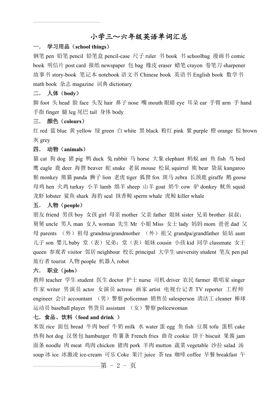 六年级英语单词汇总(6页).doc_第2页