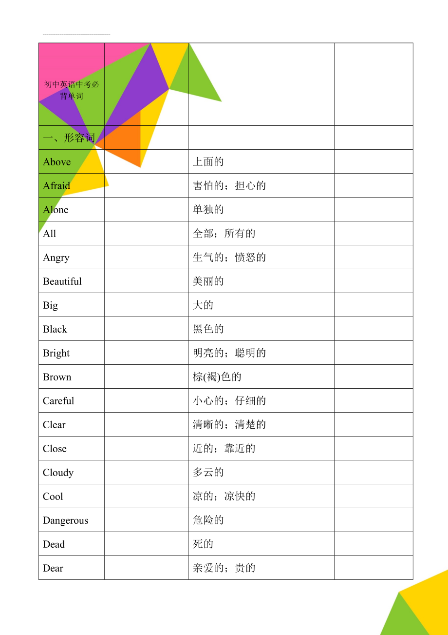 初中英语中考必背单词(40页).doc_第1页