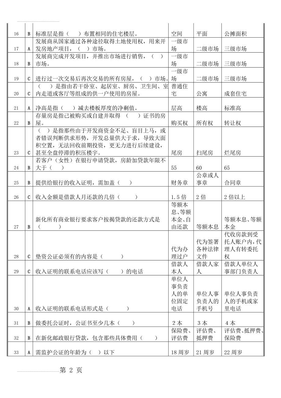 中介新员工入职基础试题 (2)(11页).doc_第2页