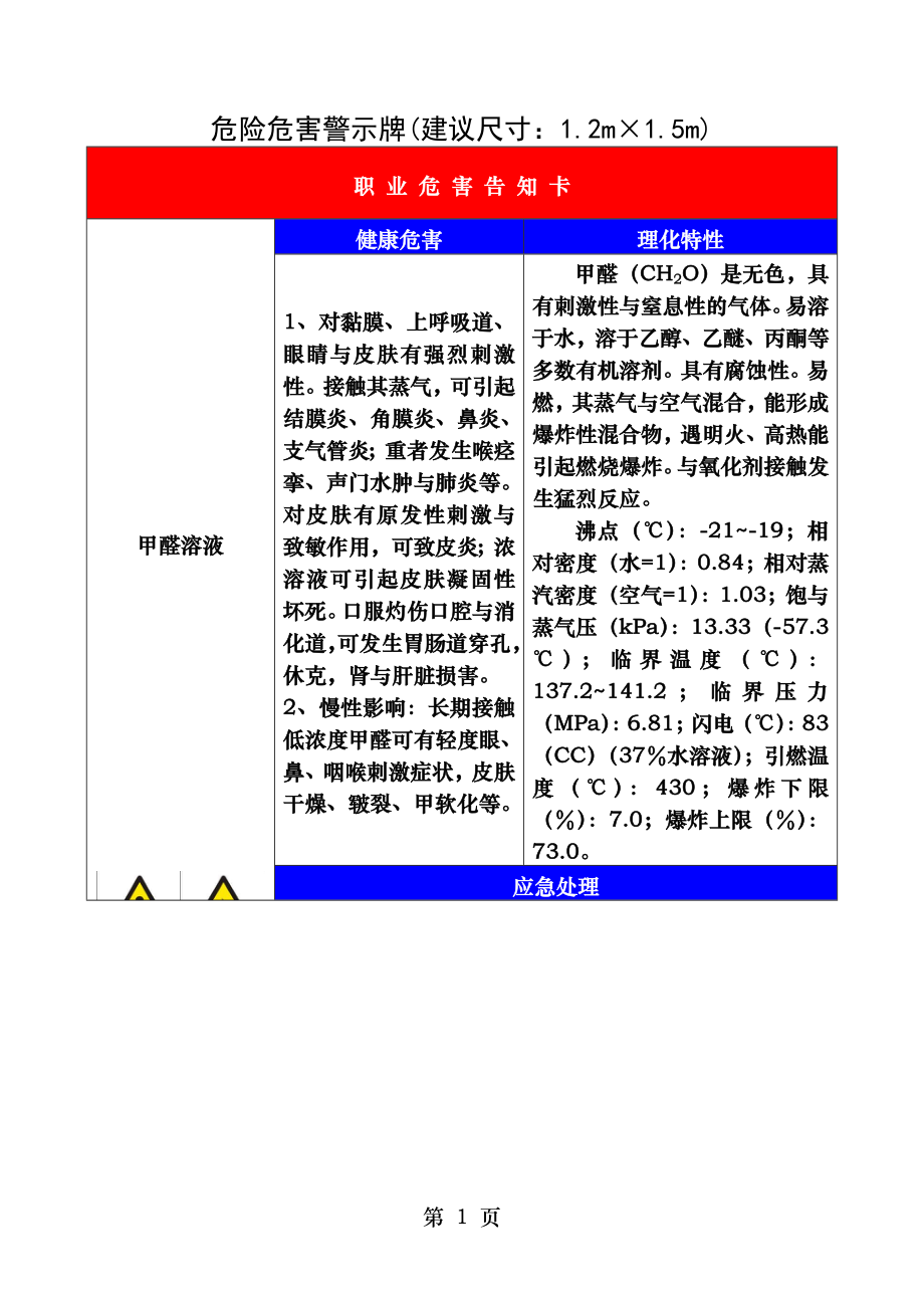 职业危害告知卡(甲醛).doc_第1页