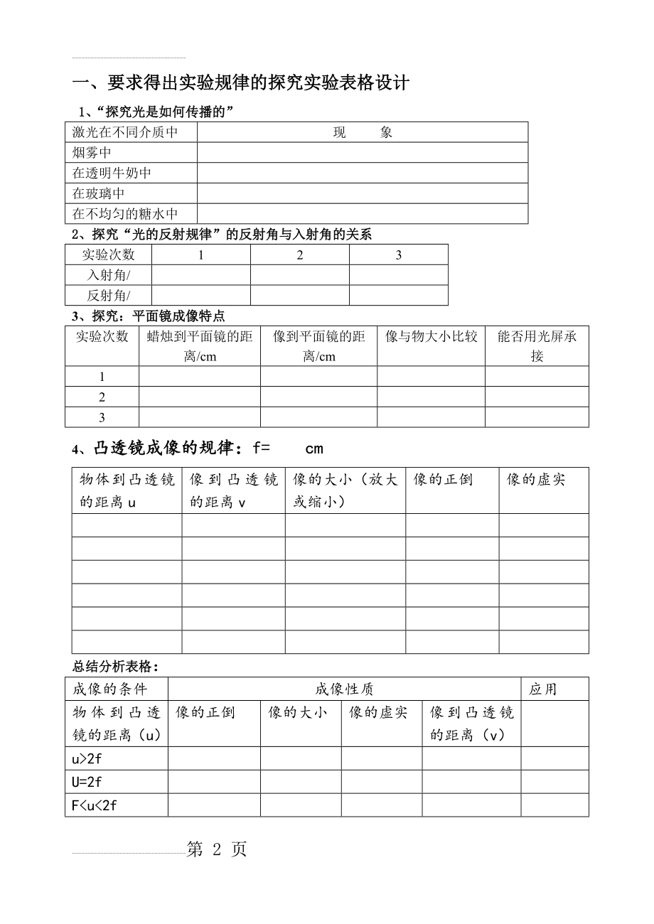 初中物理实验记录表格(6页).doc_第2页