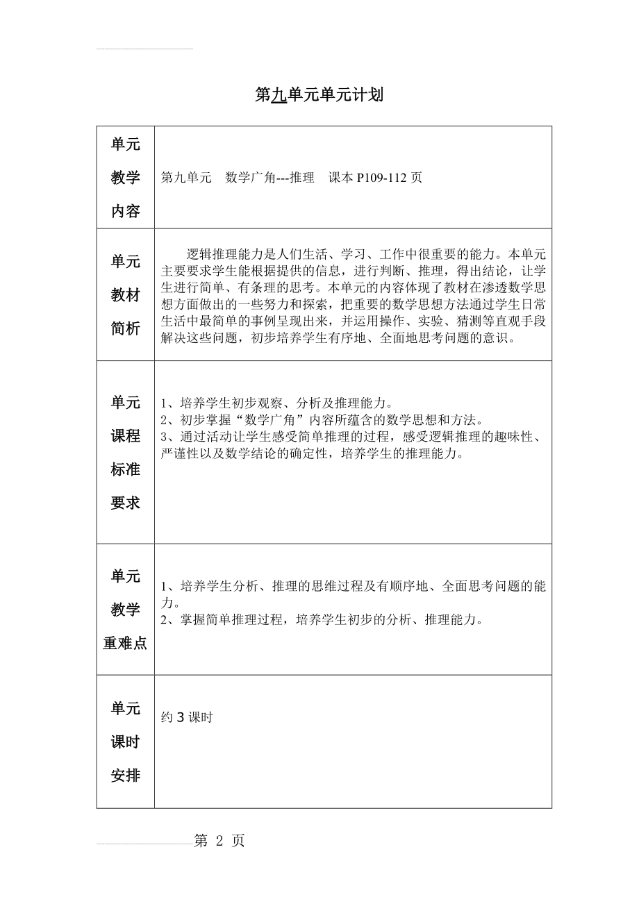 新人教版数学二年级下第九单元教案(10页).doc_第2页