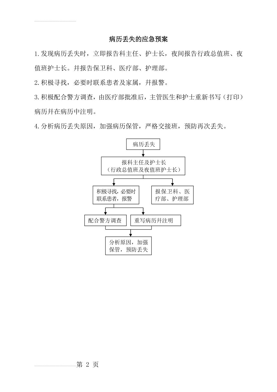 病历丢失的应急预案 Microsoft Word 文档(2页).doc_第2页