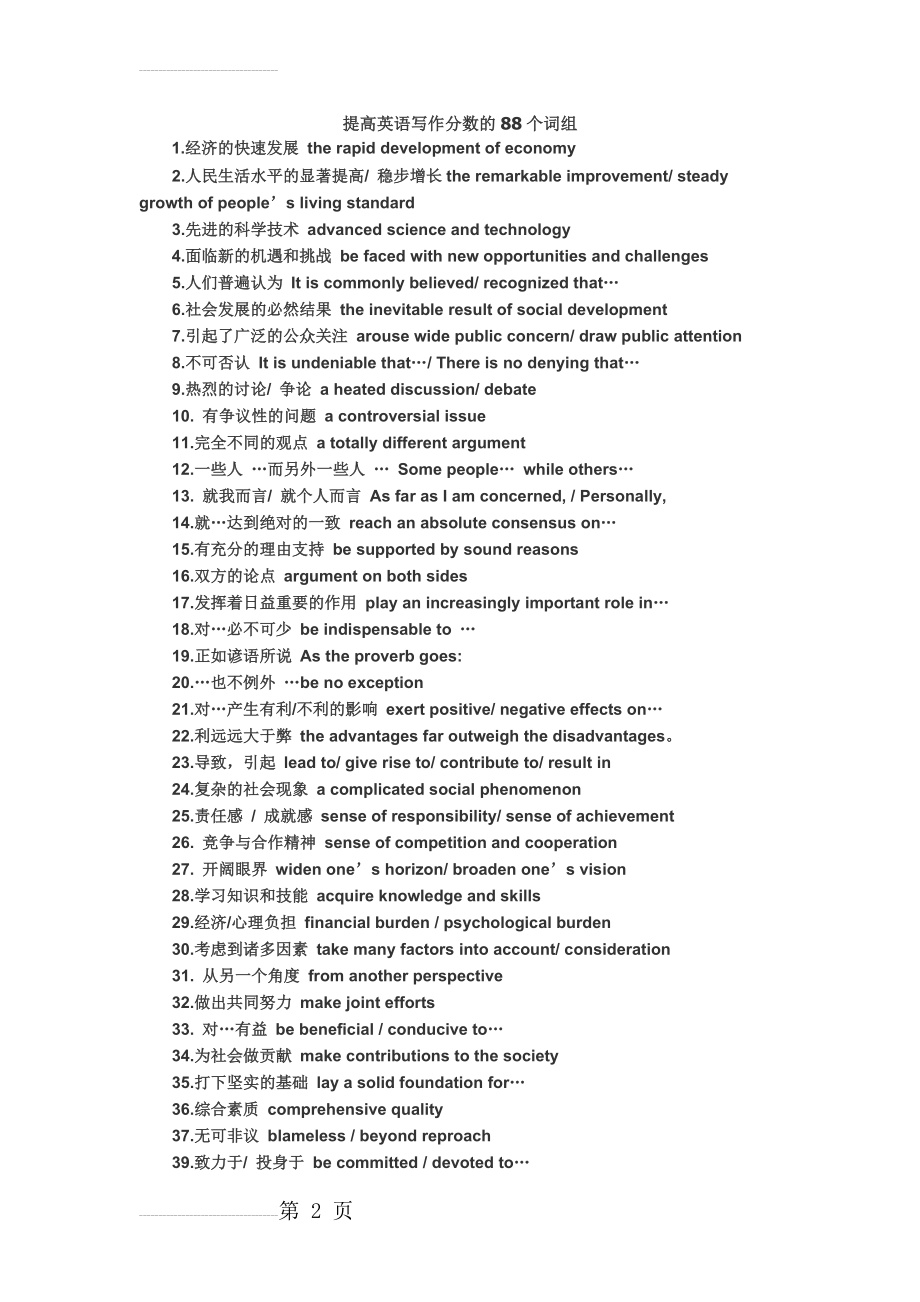 提高英语写作分数的88个词组(免费)(4页).doc_第2页