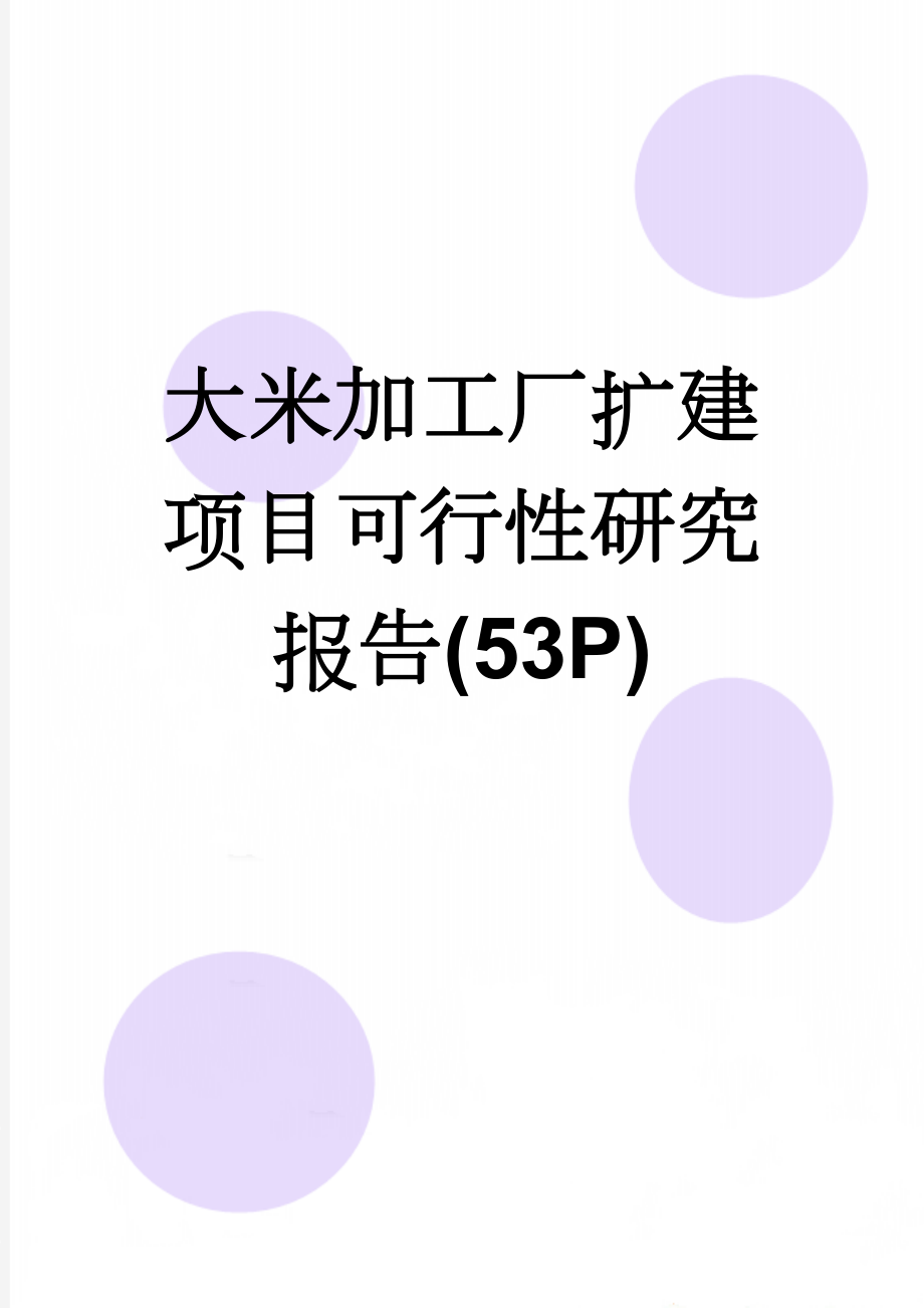 大米加工厂扩建项目可行性研究报告(53P)(52页).doc_第1页