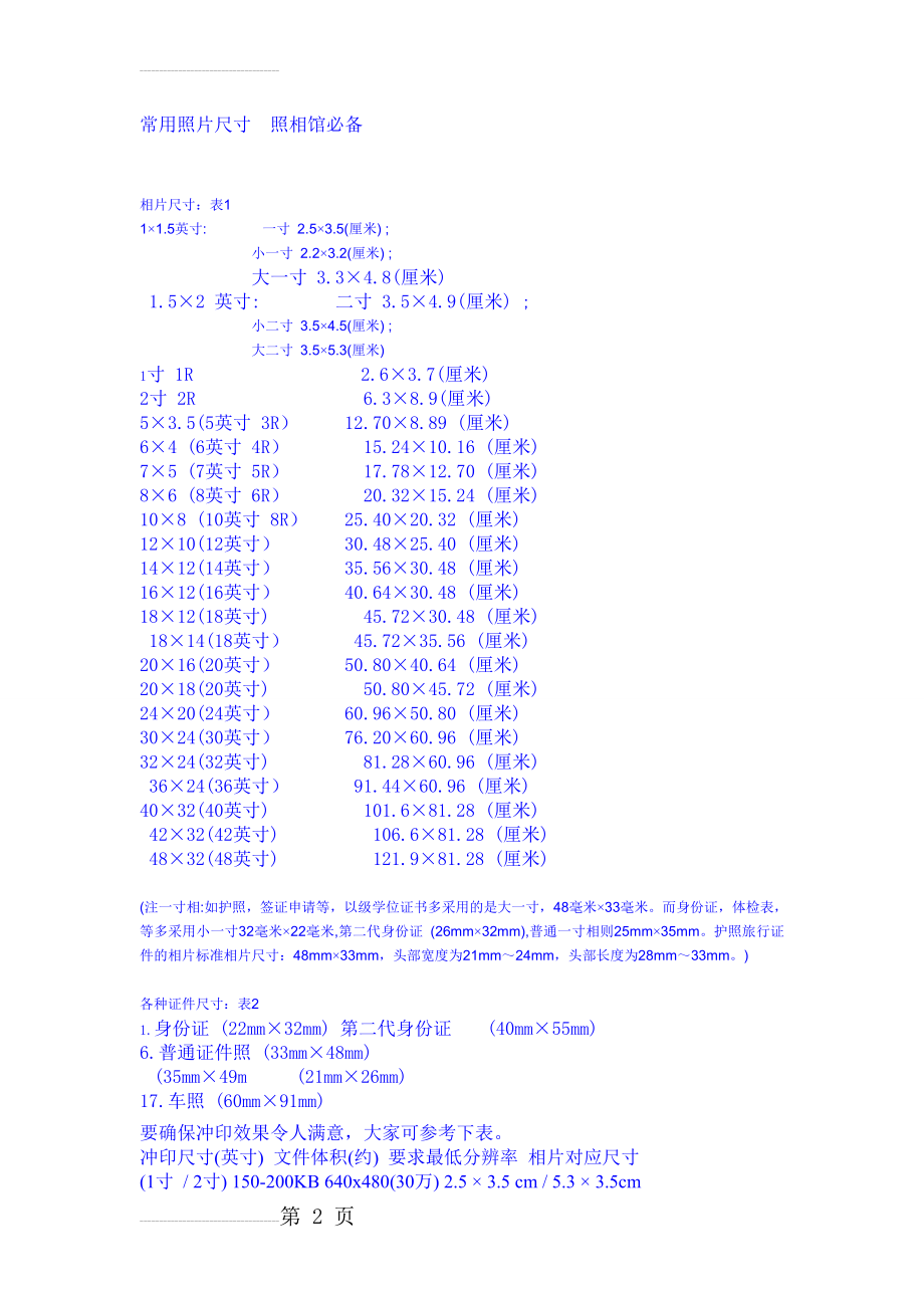 照相馆必备照片尺寸_2寸_5寸_大小_驾驶证_证件尺寸(5页).doc_第2页