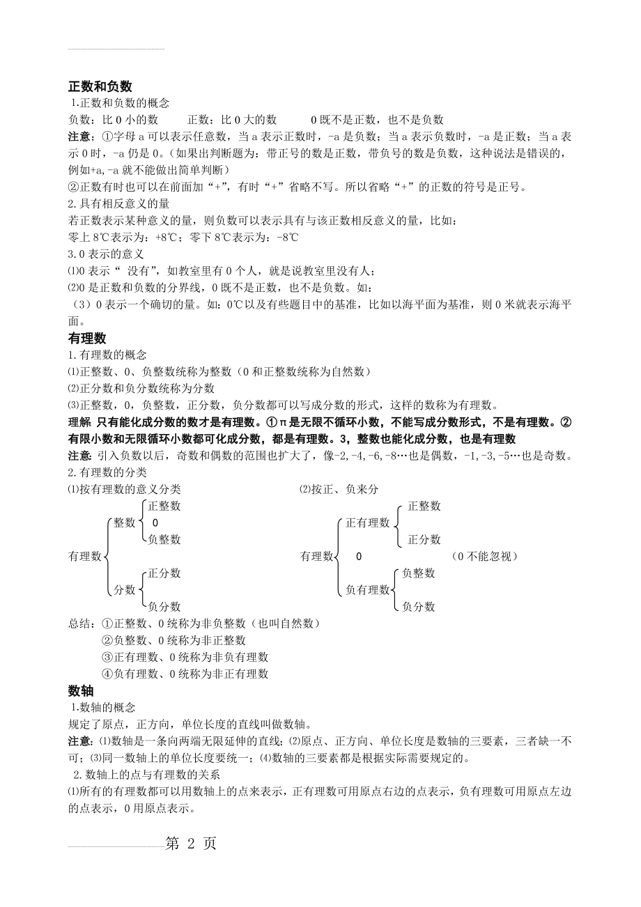 人教版七年级上册数学知识点总结归纳45807(12页).doc_第2页