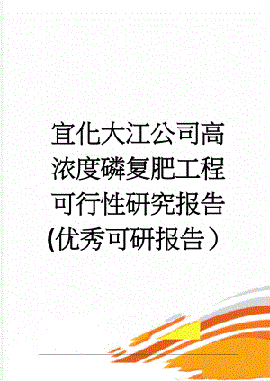 宜化大江公司高浓度磷复肥工程可行性研究报告(优秀可研报告）(135页).doc