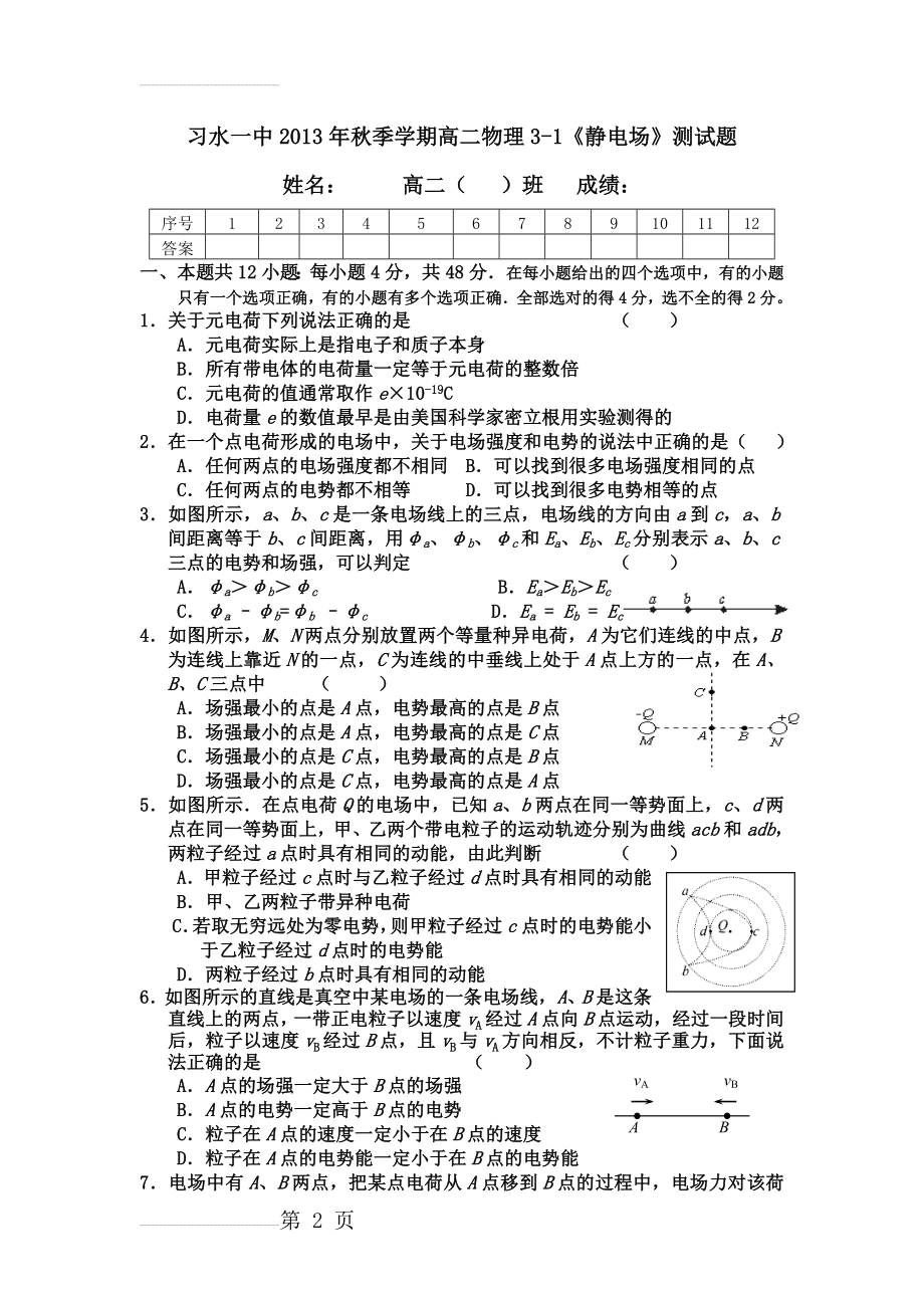 电场单元测试题2(7页).doc_第2页