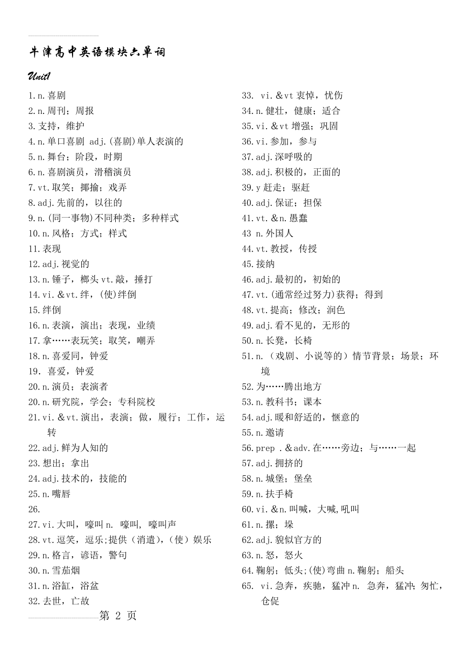 牛津高中英语模块六单词默写(6页).doc_第2页