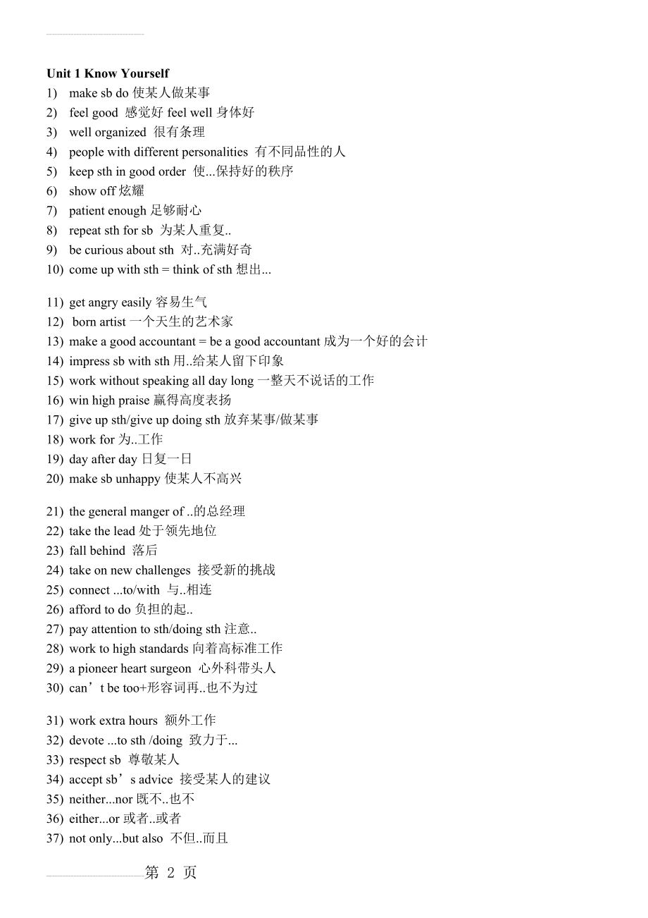 牛津译林版九年级上册英语词组总结(14页).doc_第2页