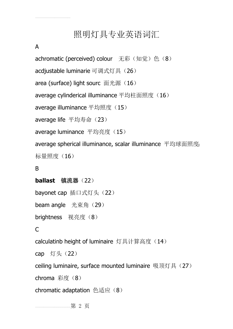 照明灯具专业英语词汇(15页).doc_第2页