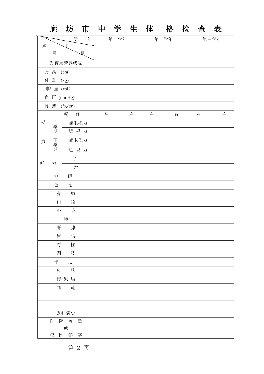 中学生健康体检表(3页).doc_第2页