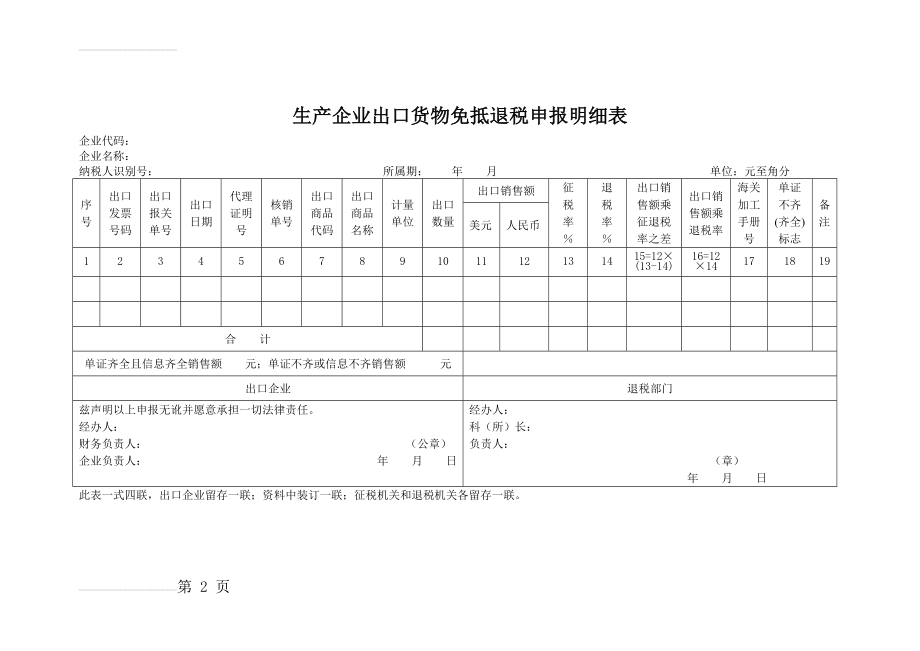 生产企业出口货物免抵退税申报明细表(2页).doc_第2页