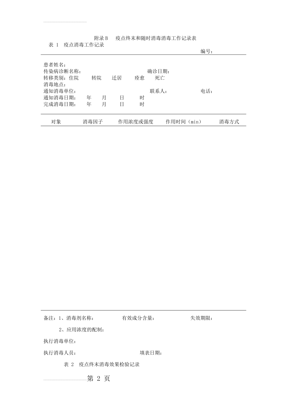 疫点终末和随时消毒消毒工作记录表(4页).doc_第2页