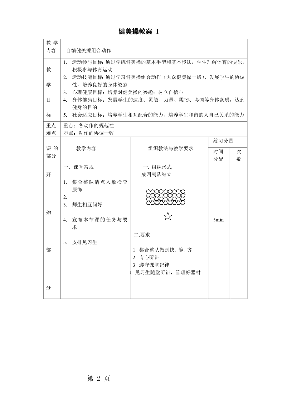 大众一级健美操教案全套(15页).doc_第2页