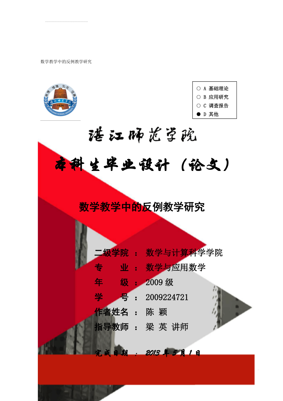 数学教学中的反例教学研究(19页).doc_第1页