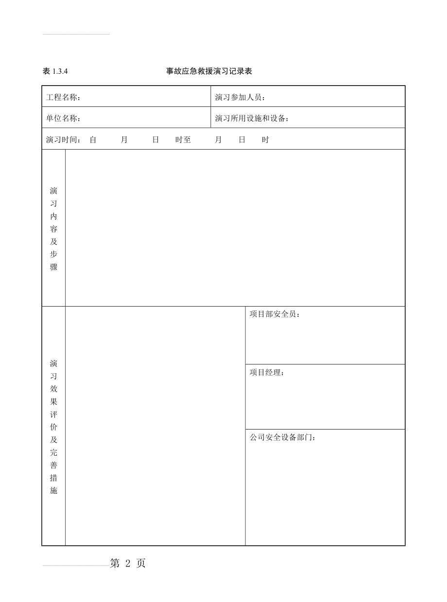 事故应急救援演习记录表(9页).doc_第2页