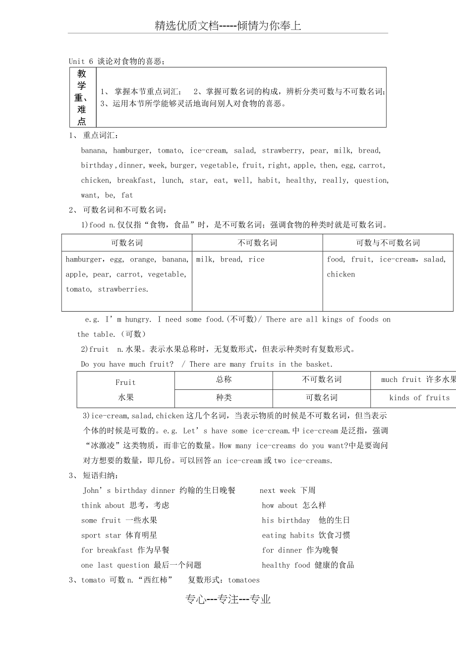 人教版-七年级上册-英语知识点-全--第六单元--unit-6-知识点(共3页).docx_第1页