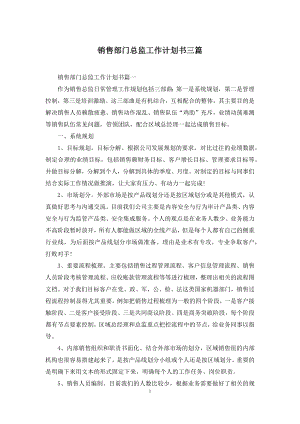 销售部门总监工作计划书三篇.docx