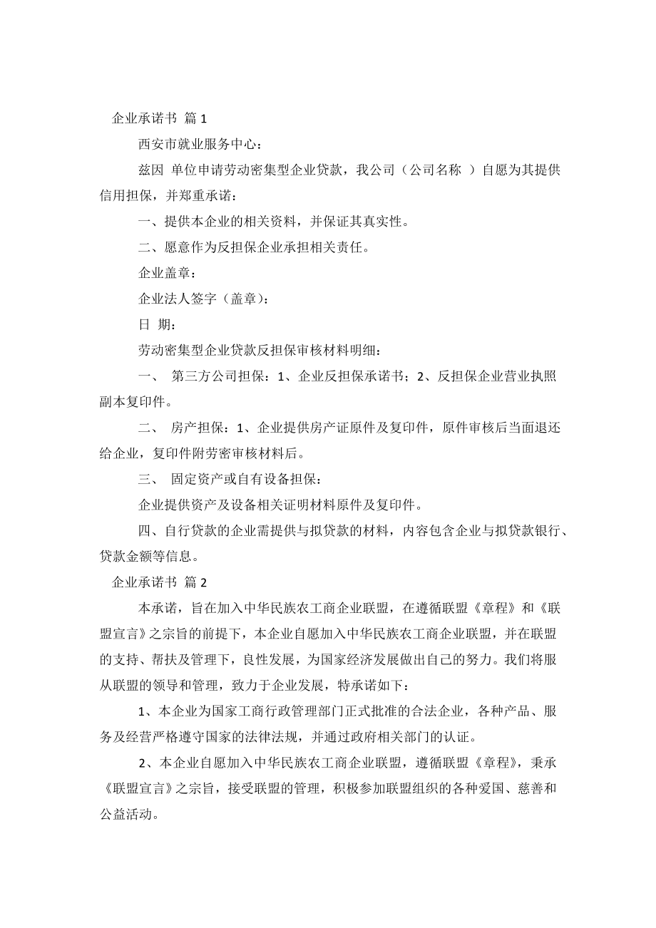 精选企业承诺书模板合集十篇.doc_第2页