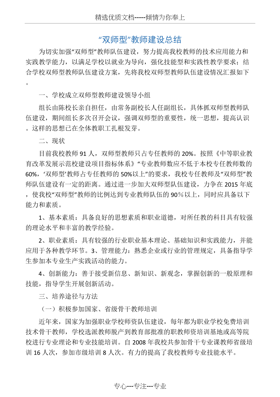 双师型教师队伍建设总结(共3页).docx_第1页